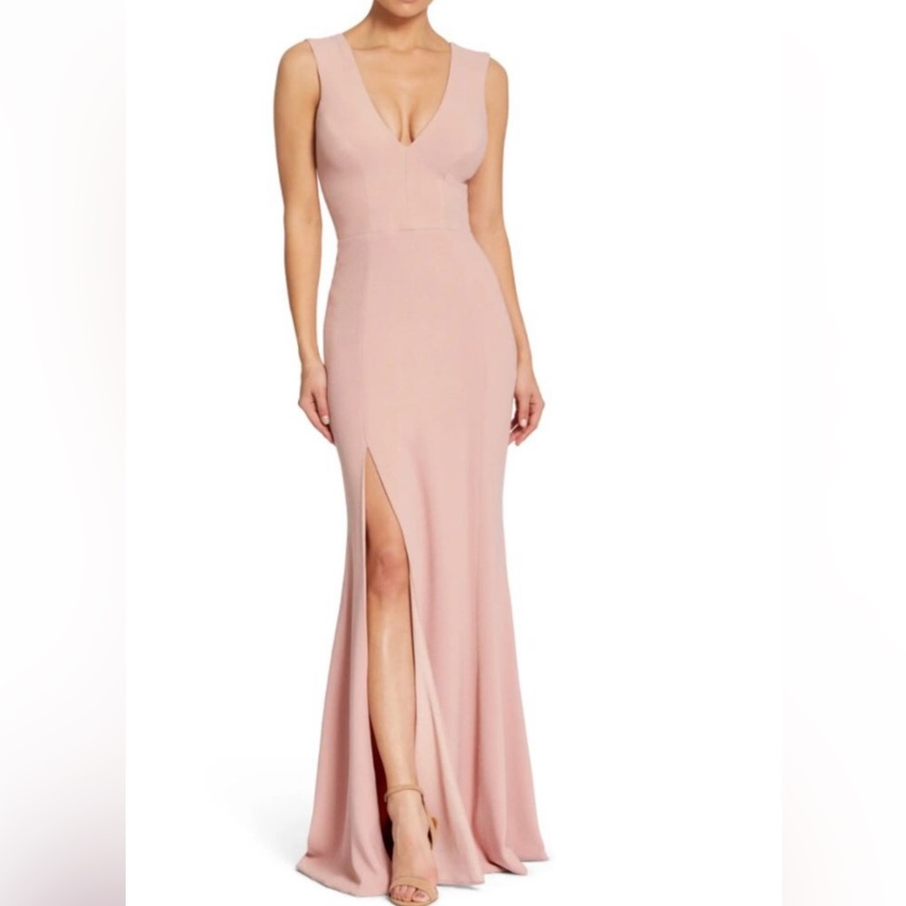 Dress The Population”Sandra” Crepe Maxi Dress, Sz M, New,Blush,actual color:#1-3